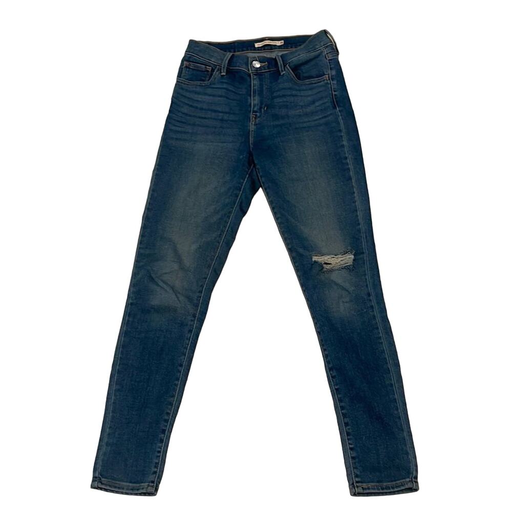 Levi's 720 High Rise Super Skinny Distressed Blue Jeans Size 26